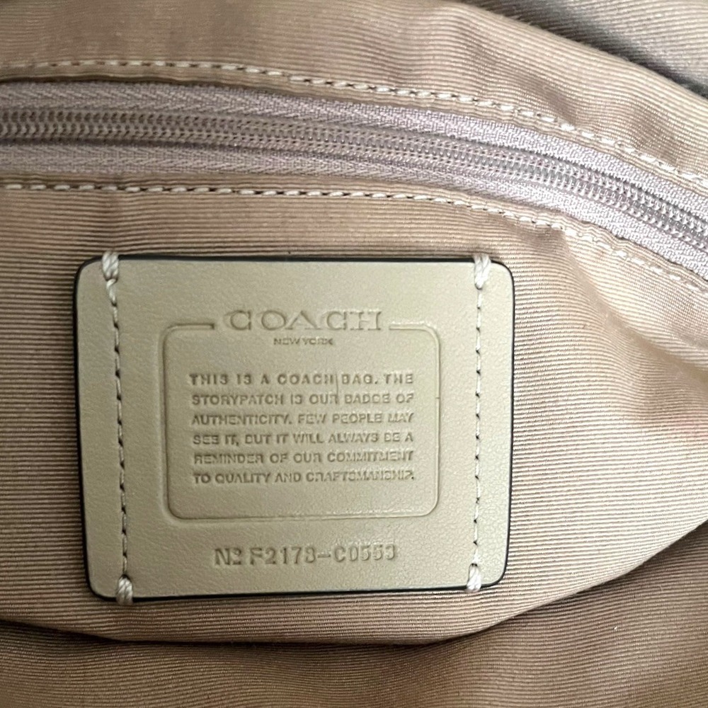 Coach Tan and Cream Checkered Tote Bag - Picture 5 of 13